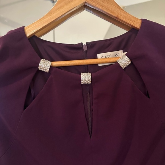 Eliza J Cocktail Dress Purple Midi NWT Size 4 - Picture 4 of 10